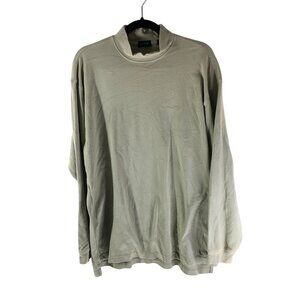 Izod Mens Beige Long Sleeve Mock Neck Shirt 100% Cotton Size L